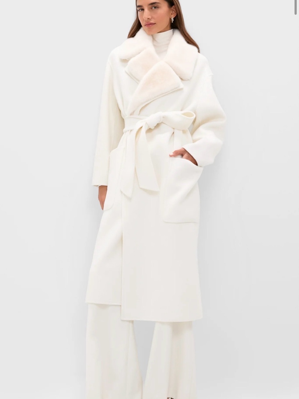 Tuckernuck Ivory Wool Trinity Coat ( Removable Faux Fur Collar) NWT $498 Medium